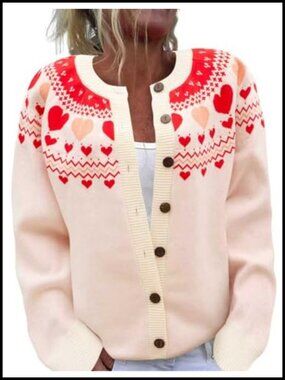Women's Long Sleeve Button Knit Cardigan Sweater Funny Animal Floral Crew Neck